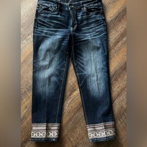 White House Black Market Embellished Hem Crop Jeans